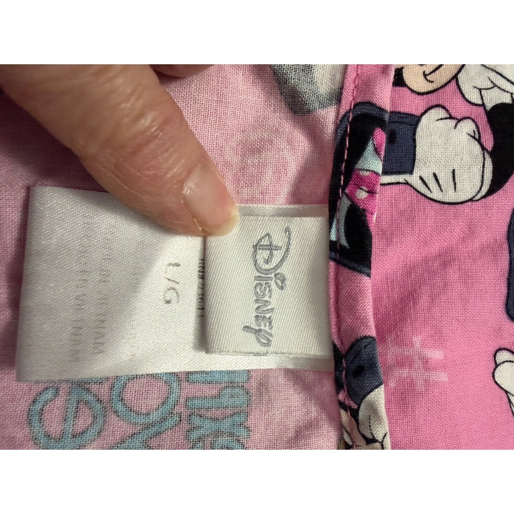 Disney Minnie Mouse Pink Selfie Print V-Neck Scrub Top Large L Women - Picture 5 of 6